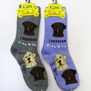 2 Pairs Women's Socks Labrador Retriever Dog Print Foozy's Fun Novelty